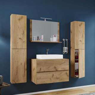 Badmöbelkomplettset Wand hängend in modernem Design 150 cm hoch (vierteilig)