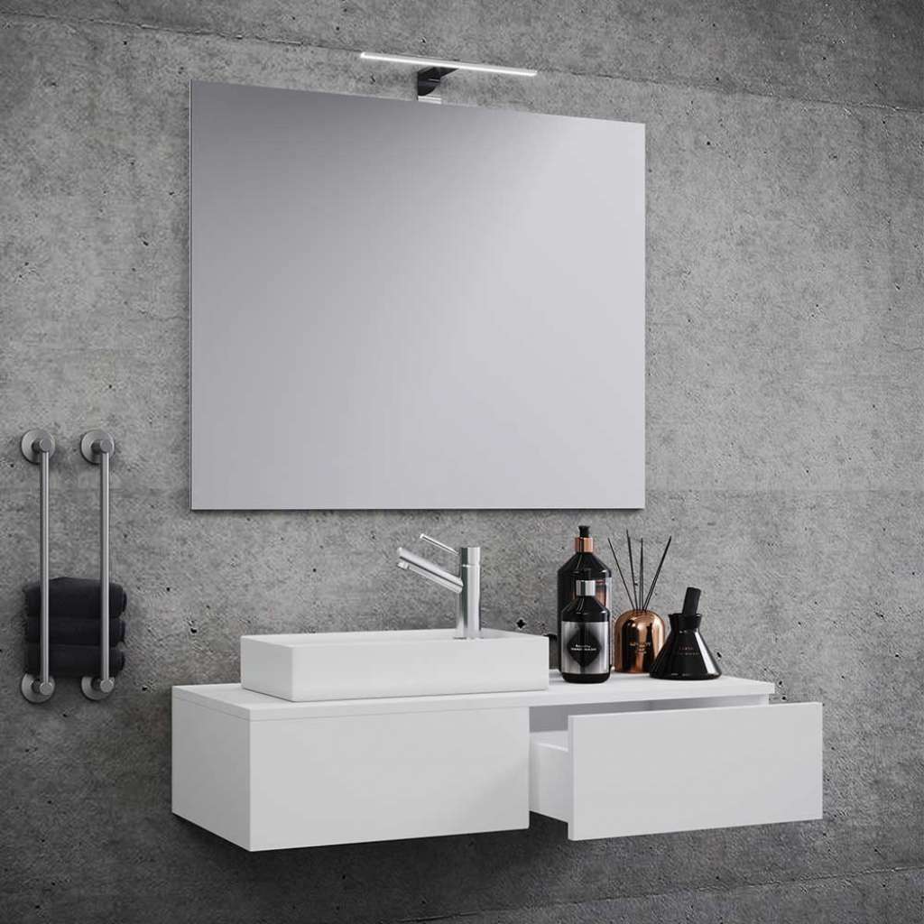 Bad Set 2-teilig Weiß für die Wandmontage 35 cm tief (zweiteilig)