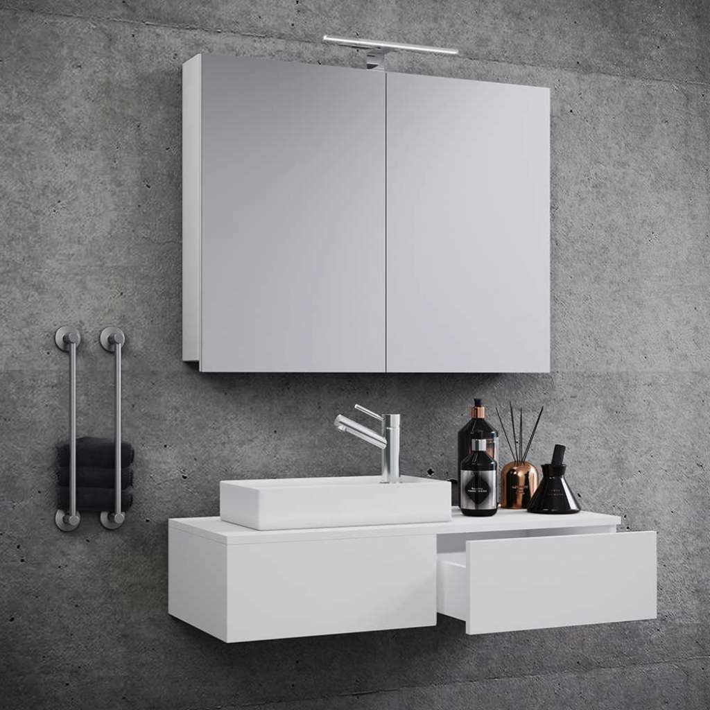 Modernes Badezimmermöbelset in Weiß die Wandmontage (zweiteilig)