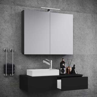 Modernes Waschplatz Set in Schwarz die Wandmontage (zweiteilig)