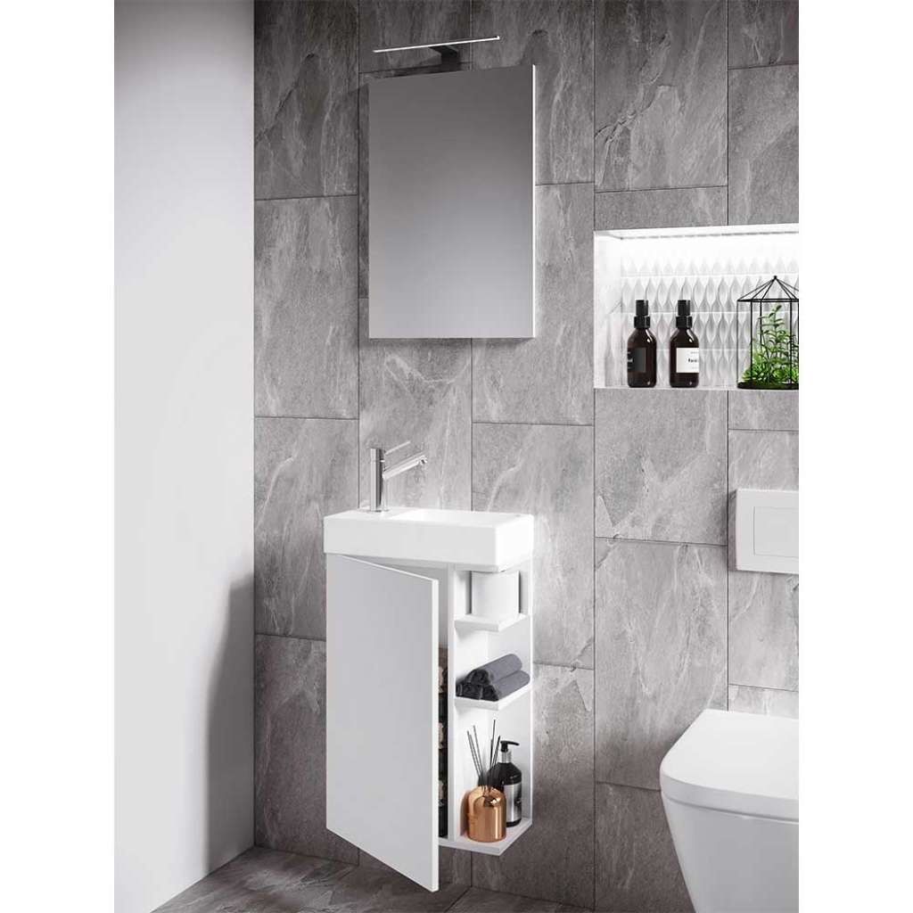 Waschplatz-Set Gästetoilette in Weiß 40 cm breit (zweiteilig)