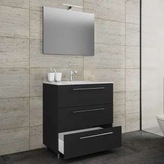 Waschtisch Set inklusive Becken in Schwarz 46 cm tief (zweiteilig)