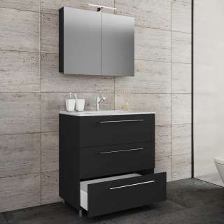 Waschplatz mit Schubladen in Schwarz modernes Design (zweiteilig)