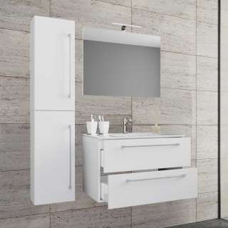 Badezimmerset weiss Hochglanzfront 150 cm hoch 47 cm tief (dreiteilig)