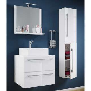 Badezimmermöbel Set Wandmontage in Weiß melaminbeschichtet (dreiteilig)