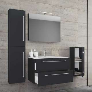 Badezimmerset Schwarz Weiß in modernem Design 46 cm tief (vierteilig)