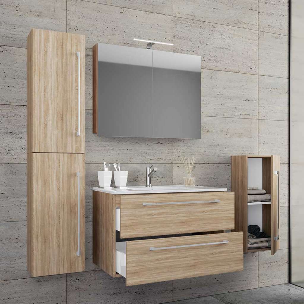 Badezimmerset Sonoma Eiche in modernem Design die Wandmontage (vierteilig)