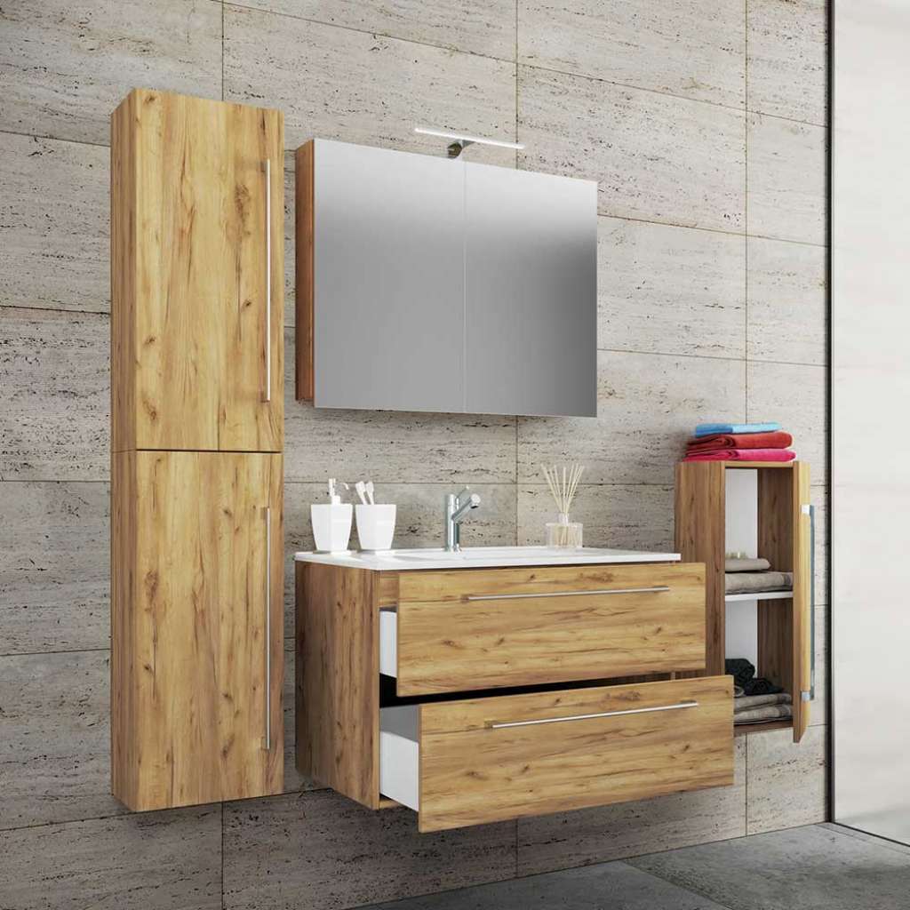 Badezimmermöbelset 4-teilig für die Wandmontage 46 cm tief (vierteilig)