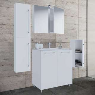 Glanzfront Badmöbel weiss in modernem Design melaminbeschichtet (vierteilig)
