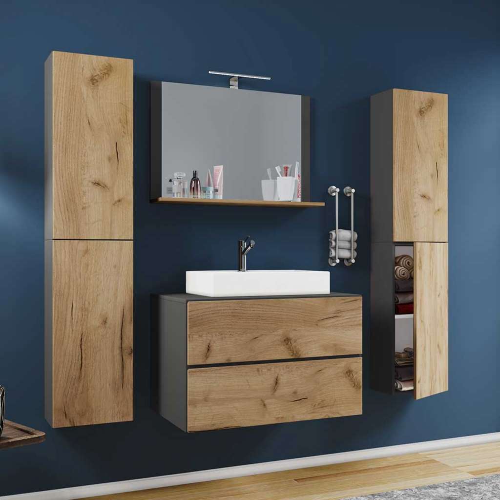 Zweifarbiges Badmöbel Set in modernem Design die Wandmontage (vierteilig)