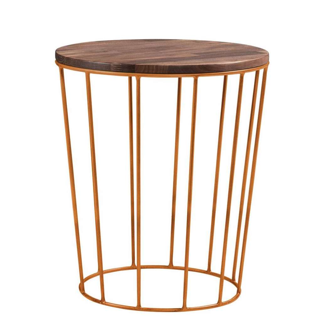 Beistelltisch in Nussbaum massiv Metall Kupferfarben