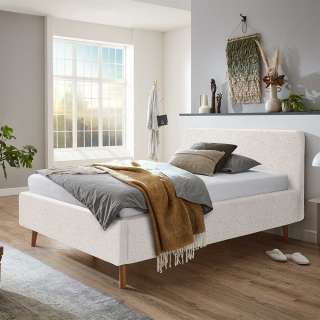 Polsterbett Cremeweiß 140x200 in modernem Design inklusive Bettkasten