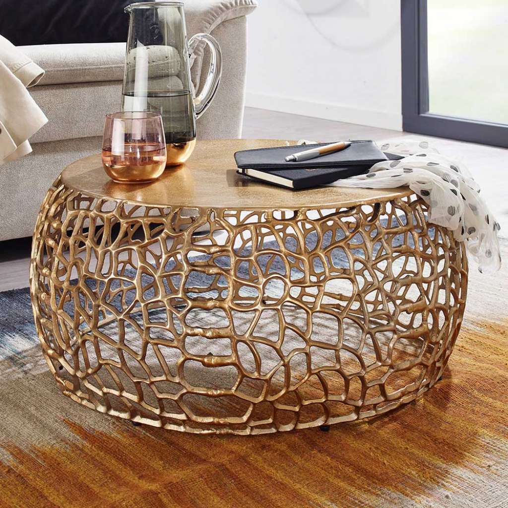 Couchtisch Metall Gold aus Aluminium modernem Design