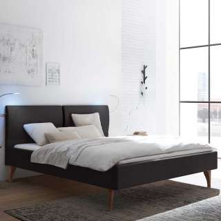 Polsterbettgestell Doppelbett in Anthrazit Nussbaumfarben