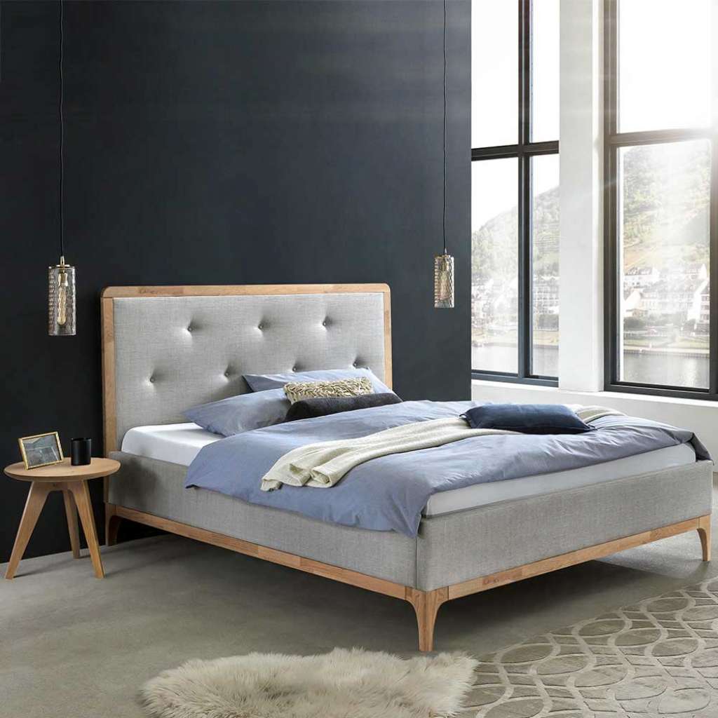 Single Bett 140x200 cm Skandi in Grau Eiche Bianco