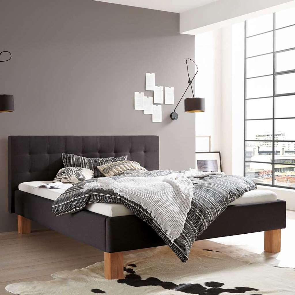 Polsterbettgestell Doppelbett in Anthrazit Kernbuchefarben