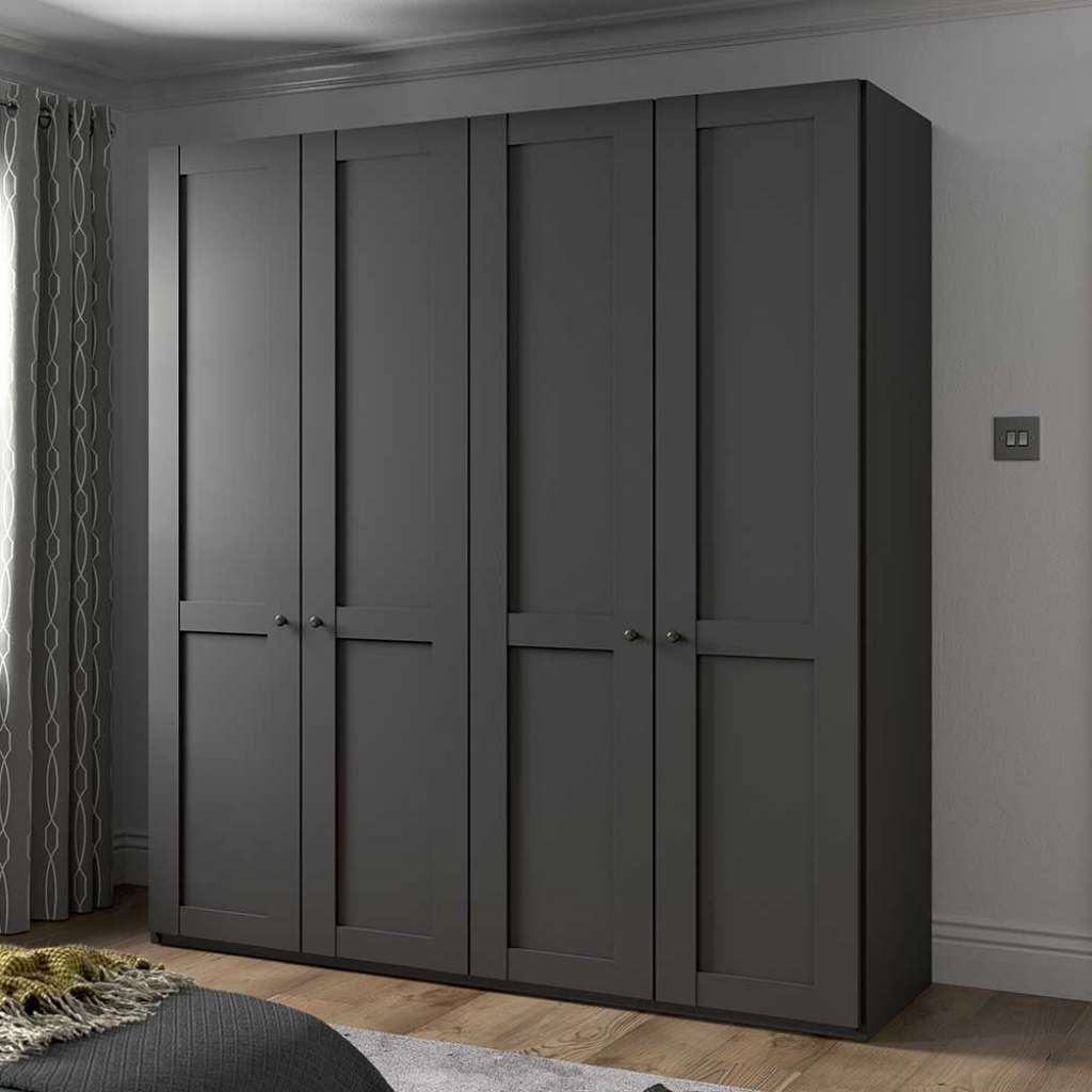Kleiderschrank 200 cm breit in Dunkelgrau Made in Germany