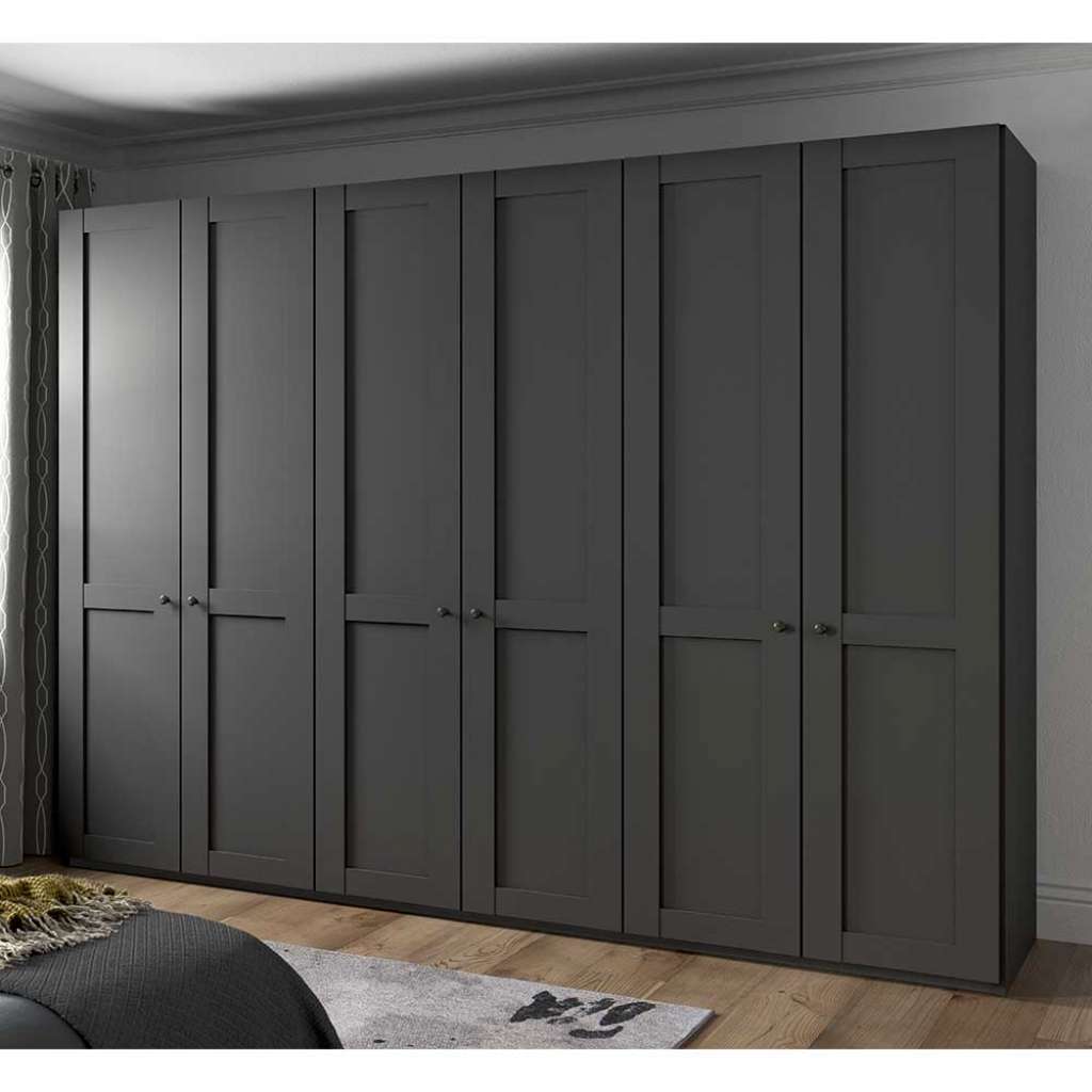 Schlafzimmer XL Drehtürenschrank in Dunkelgrau 300 cm breit
