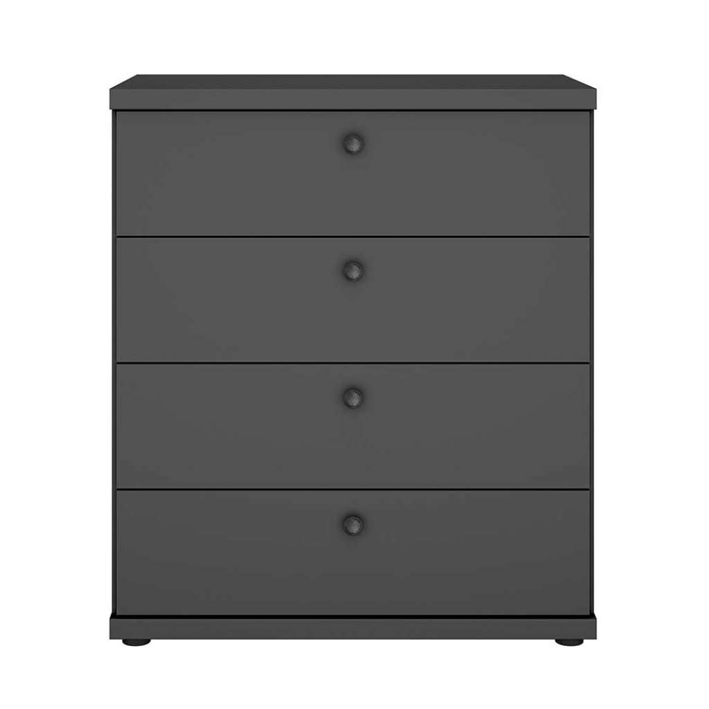 Schlafzimmerkomode dunkelgrau mit vier Schubladen 86 cm hoch