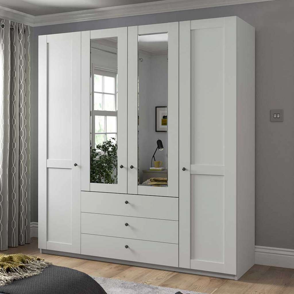 Kleiderschrank weiß 4-türig mit Spiegeln Made in Germany