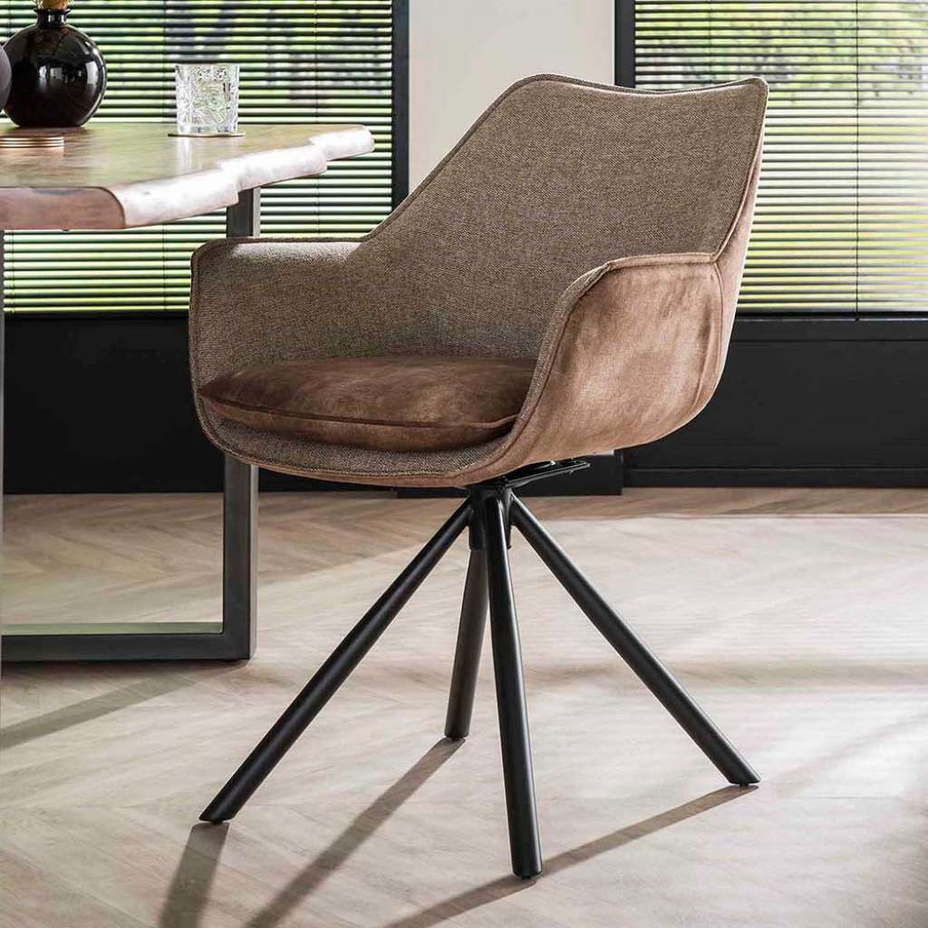 Esstischstuhl drehbar modern in Beige Gestell aus Metall