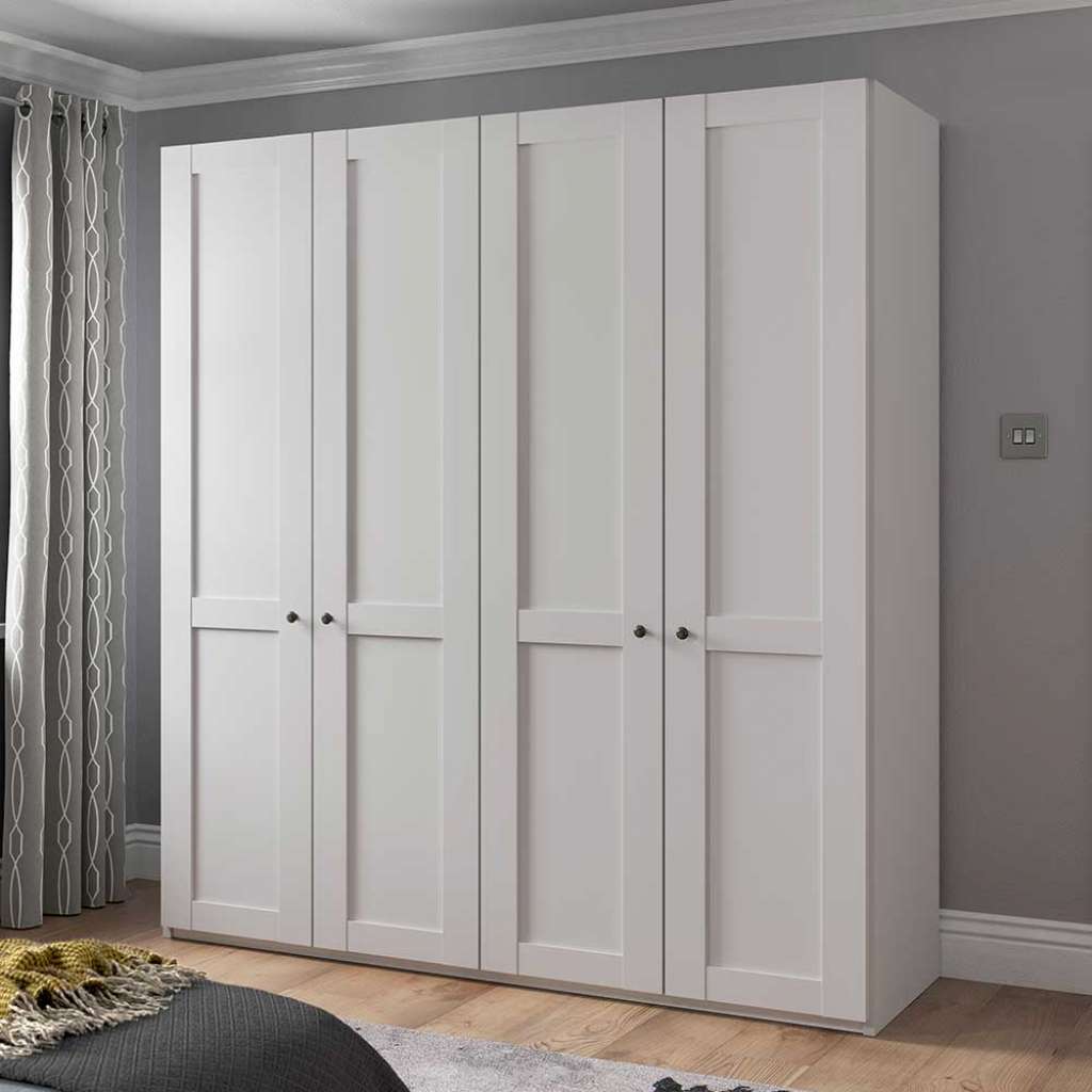Schlafzimmerschrank modern Country in Weiß 200 cm breit