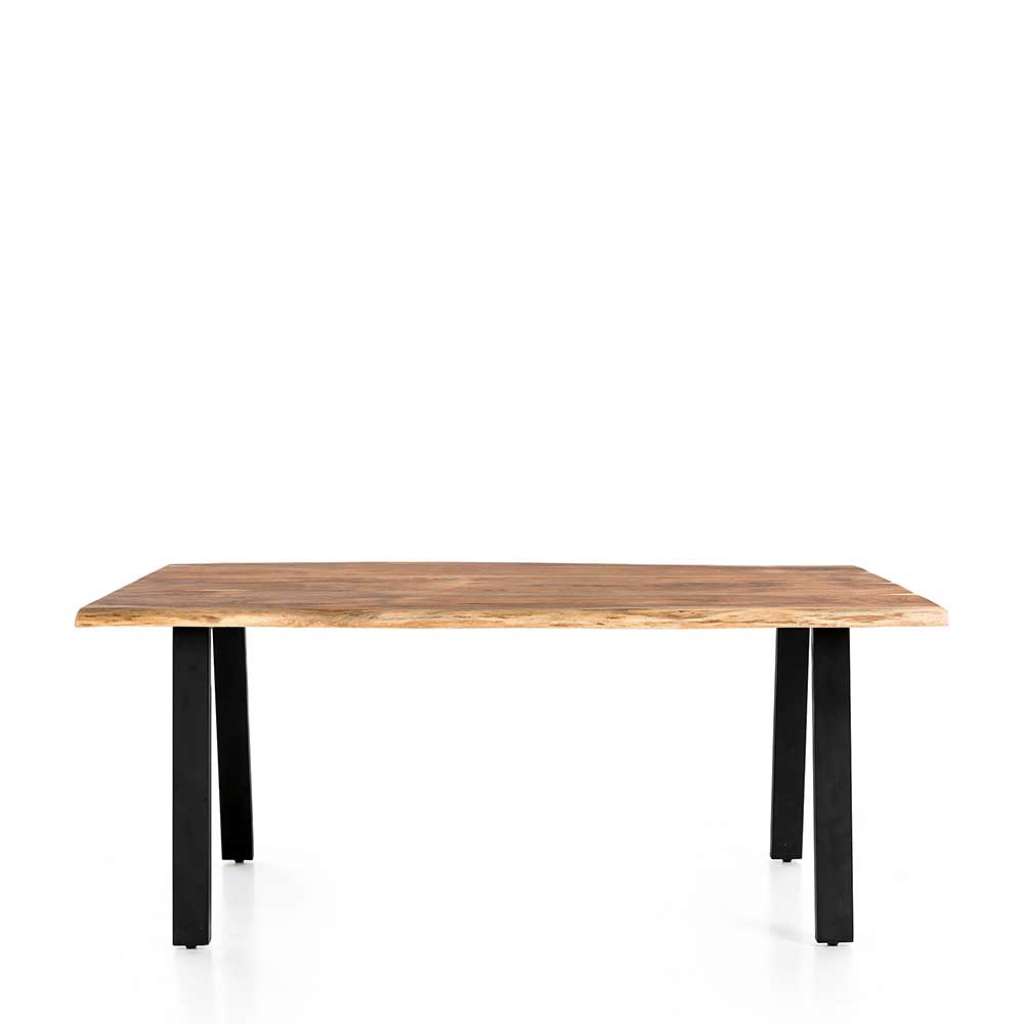 Esszimmertisch massiv Baumkante aus Akazie und Metall Industry und Loft Stil