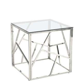 Kleiner Wohnzimmertisch aus Glas und Metall quadratischer Tischplatte