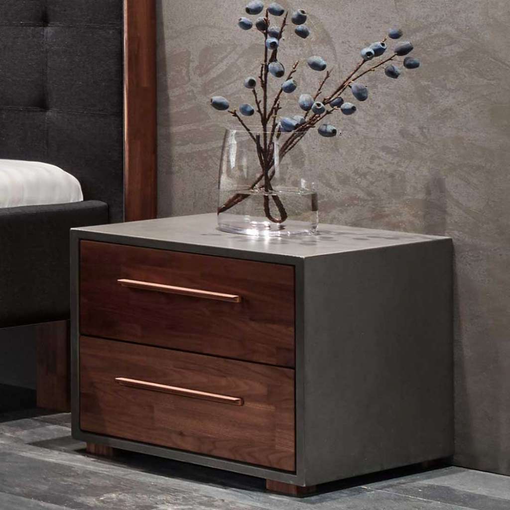 Moderne Nachtkommode im Industry und Loft Stil zwei Schubladen