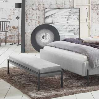 Bettbank Grau Anthrazit aus Webstoff und Metall 144 cm breit