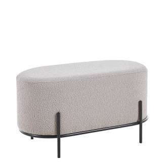 Couchhocker Boucle Taupe 80 cm breit - 42 cm hoch ovaler Form