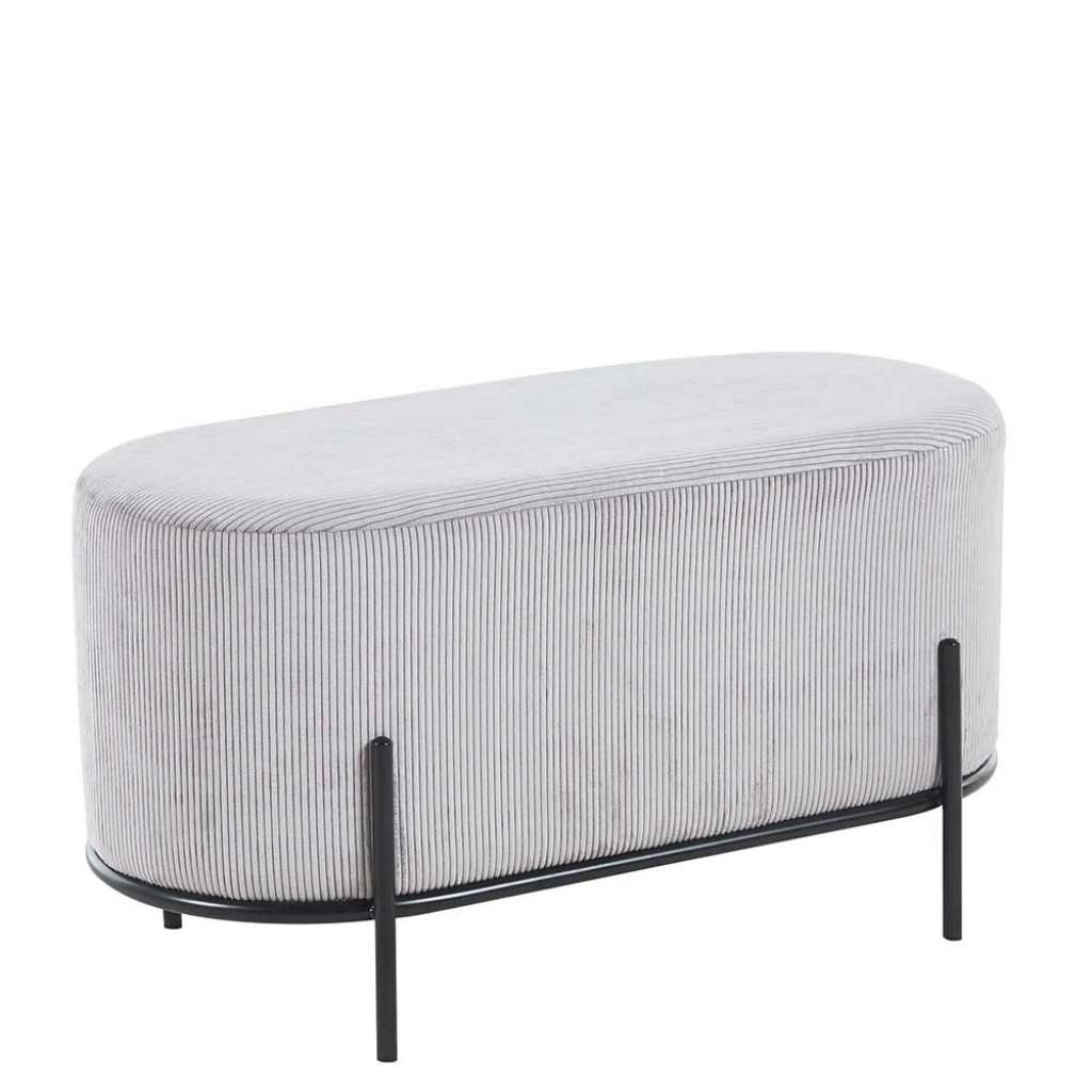 Sitzhocker Cord Metall in Hellgrau und Schwarz 80 cm breit
