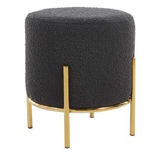 Hocker Boucle Metall in Anthrazit Goldfarben