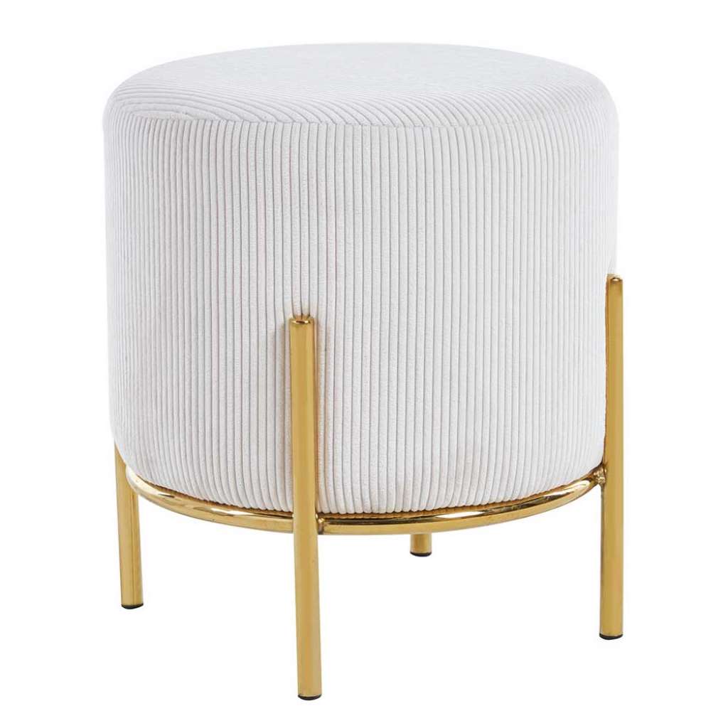 Beistellhocker Beige in modernem Design Cord und Metall