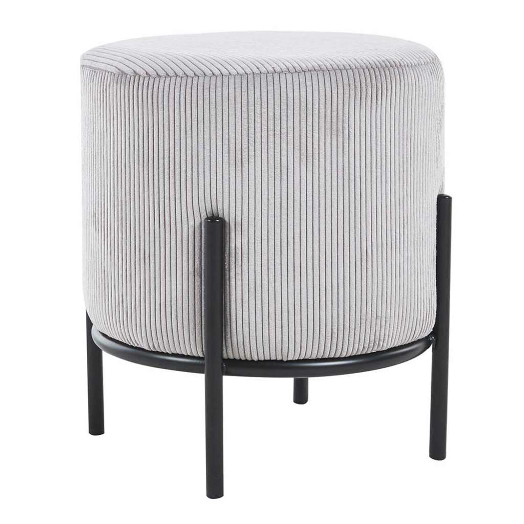 Polsterhocker Cord Hellgrau in modernem Design 38 cm hoch