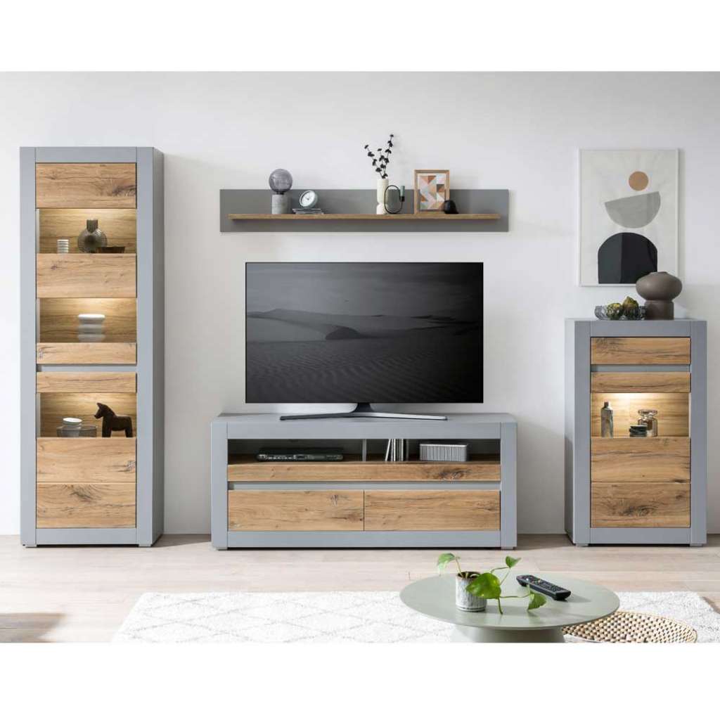 Neue Anbauwand in modernem Design 198 cm hoch (vierteilig)