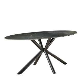 Tisch Esszimmer schwarz aus Keramik und Metall Spider Gestell