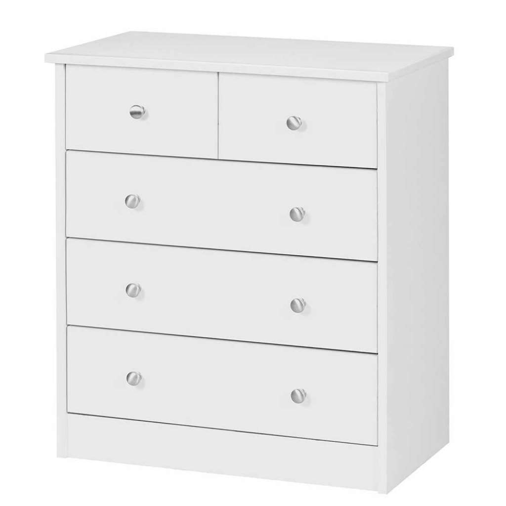 Schlafzimmerkommode weiss mit fünf Schubladen 60 cm breit