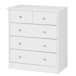 Schlafzimmerkommode weiss mit fünf Schubladen 60 cm breit