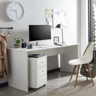 Schlichter Schreibtisch in Weiß melaminbeschichtet Made in Germany