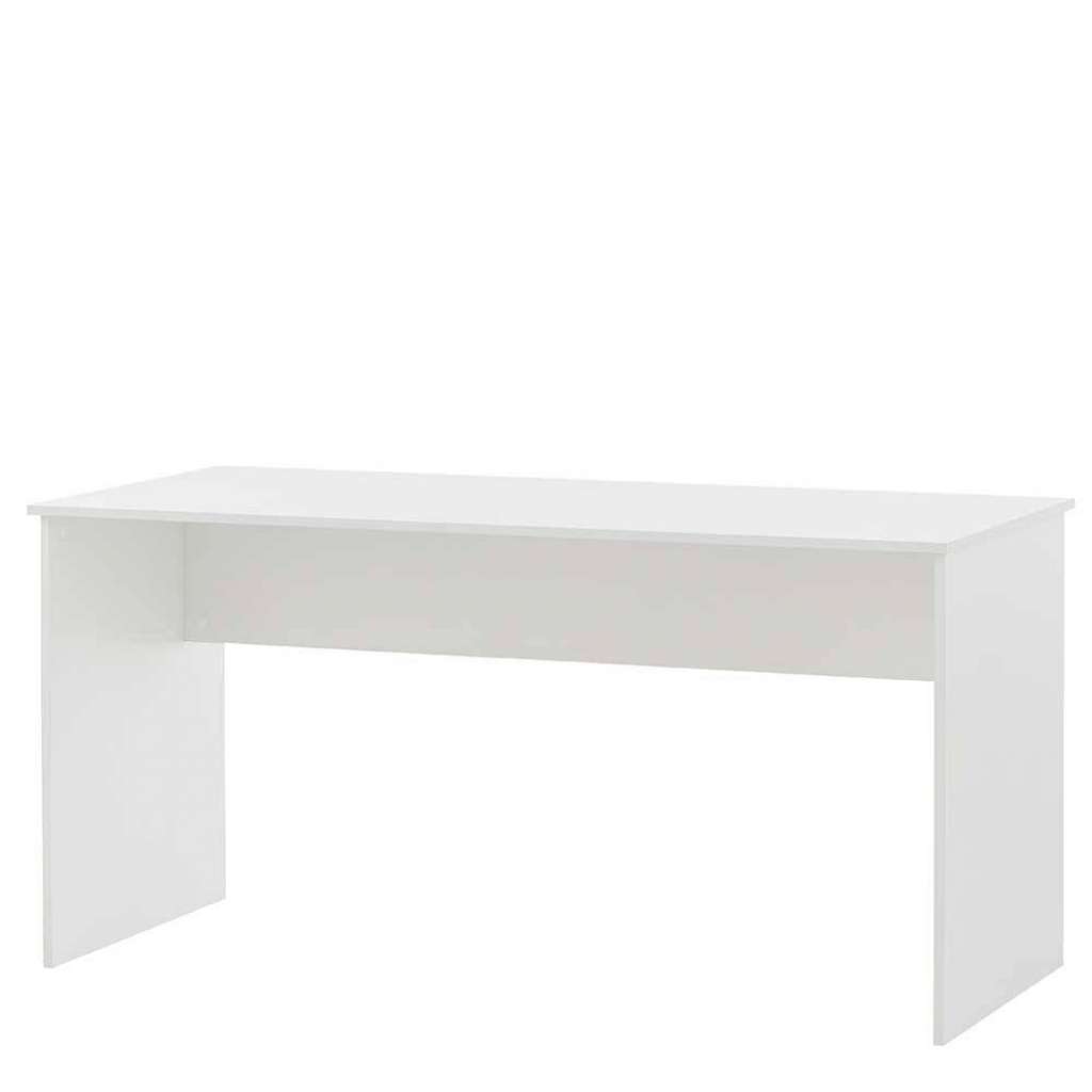 Bürotisch weiß modern mit Wangen Gestell Knieraumblende