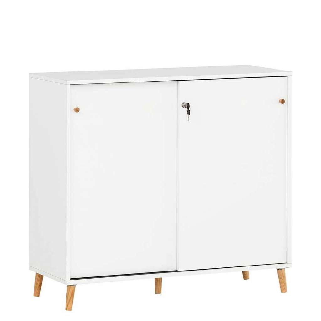 Schiebetüren Aktenschrank in Weiß und Eichefarben Made in Germany