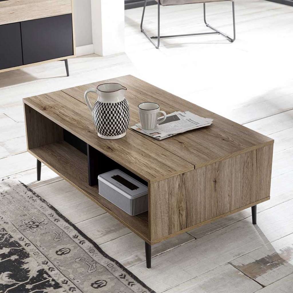 Verstellbarer Couchtisch mit hochklappbarer Tischplatte 100 cm breit
