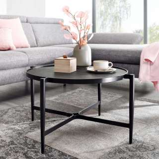 Runder Couchtisch in Anthrazit und Schwarz Industry und Loft Stil