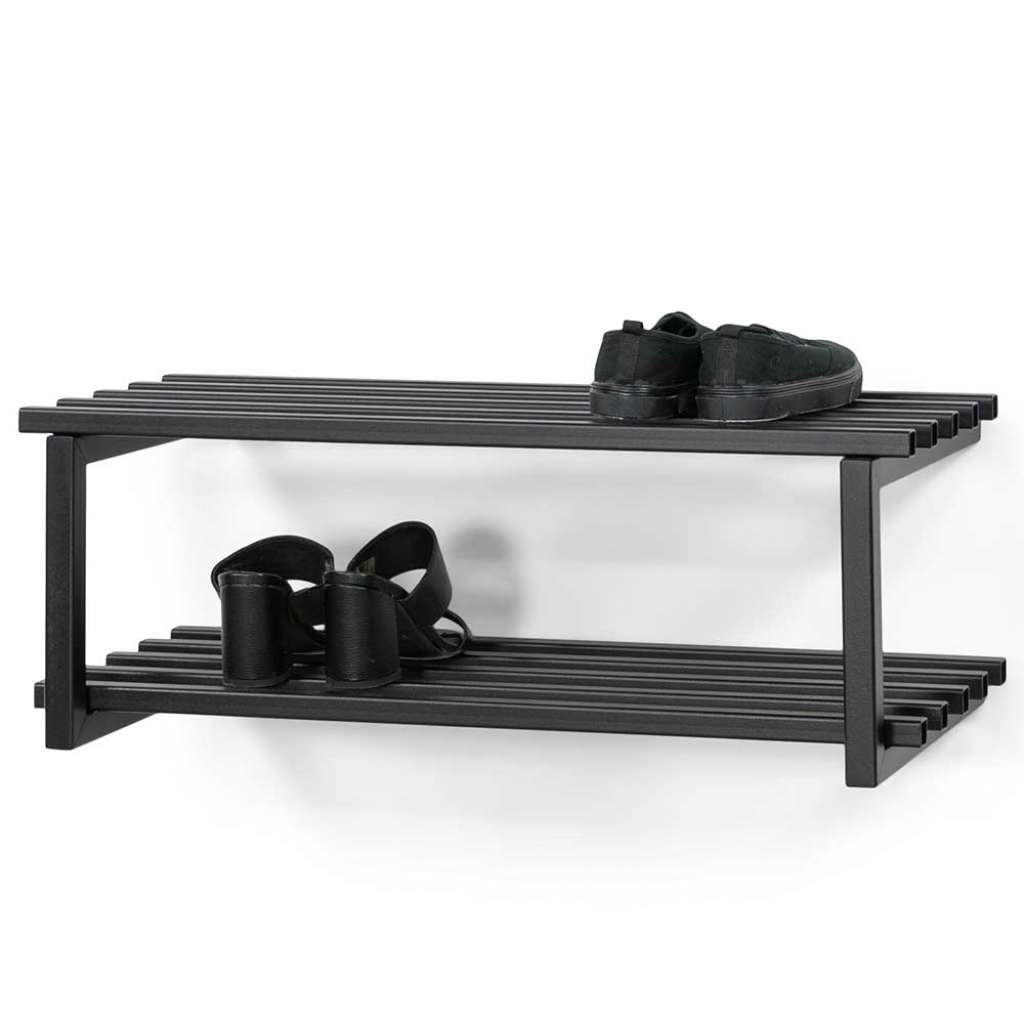 Metall Schuhregal in Schwarz pulverbeschichtet Wandmontage