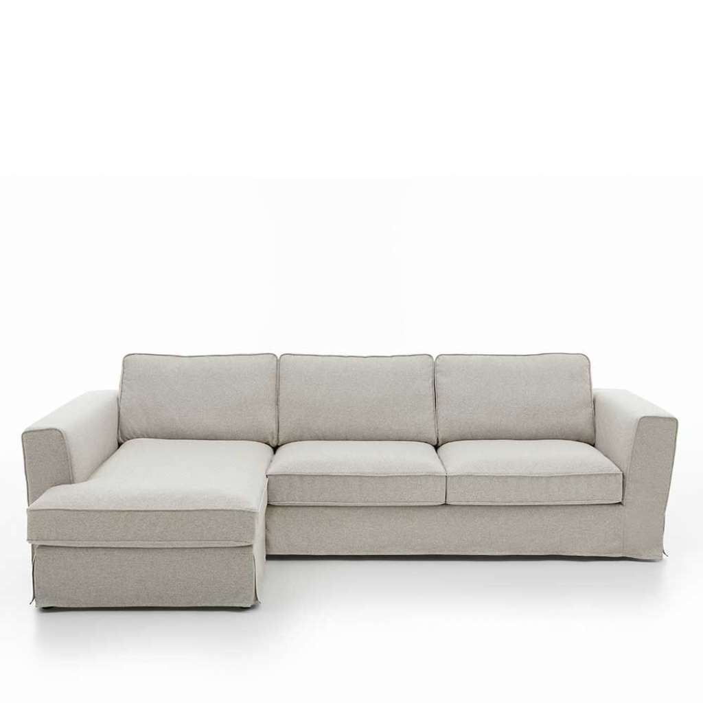 Landhaus Sofaecke in Hellgrau Webstoff 286 cm breit