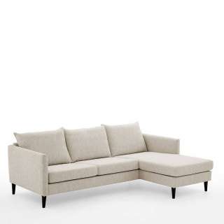 Webstoff Ecksofa in Cremefarben Skandi Design