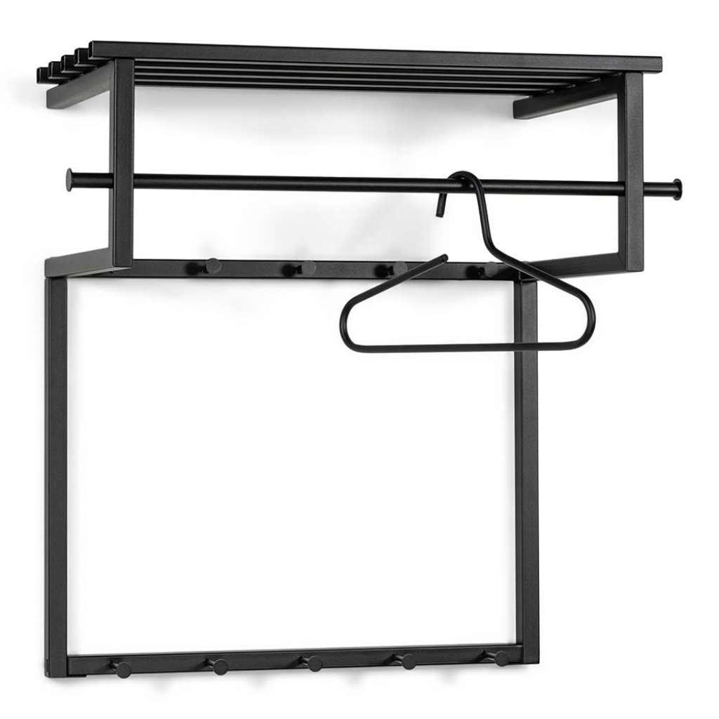 Metall Wandgarderobe in Schwarz pulverbeschichtet 76 cm breit