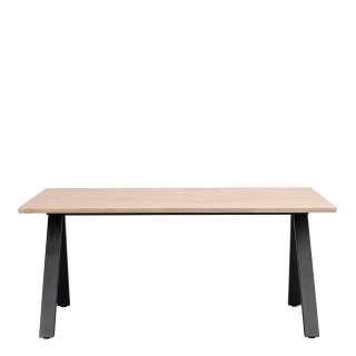 Moderner Esstisch aus Eiche Massivholz und Metall schwarz 170 cm breit