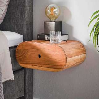 Hängender Nachttisch aus Akazie Massivholz 45 cm breit